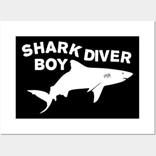 Shark Diver Boy Posters and Art